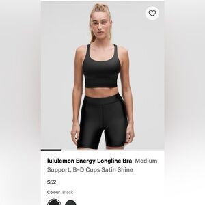 Lululemon Energy Longline Bra